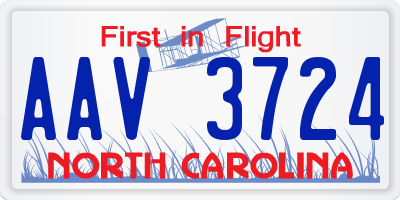 NC license plate AAV3724