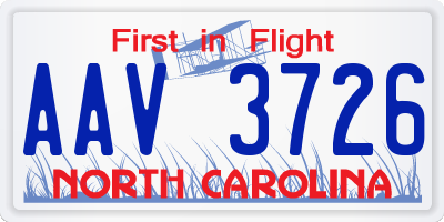 NC license plate AAV3726