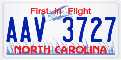 NC license plate AAV3727