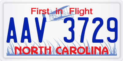 NC license plate AAV3729