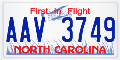 NC license plate AAV3749