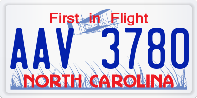 NC license plate AAV3780