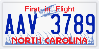 NC license plate AAV3789