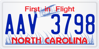 NC license plate AAV3798