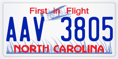 NC license plate AAV3805