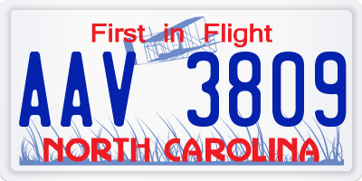 NC license plate AAV3809