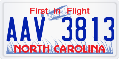 NC license plate AAV3813