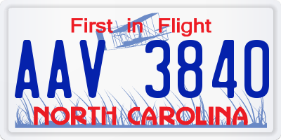 NC license plate AAV3840