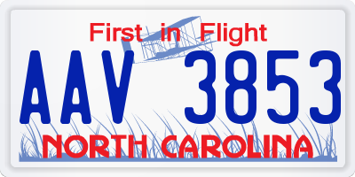 NC license plate AAV3853