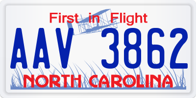 NC license plate AAV3862