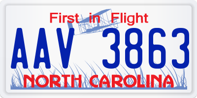 NC license plate AAV3863