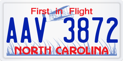 NC license plate AAV3872