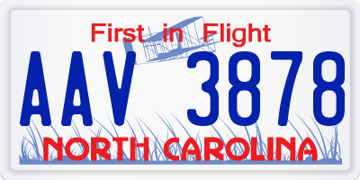 NC license plate AAV3878