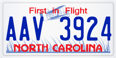 NC license plate AAV3924