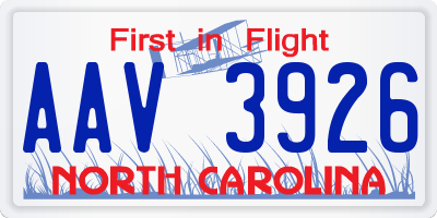 NC license plate AAV3926