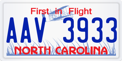 NC license plate AAV3933