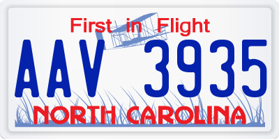 NC license plate AAV3935