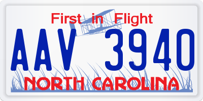 NC license plate AAV3940