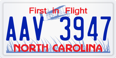 NC license plate AAV3947