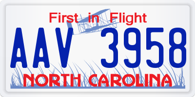 NC license plate AAV3958
