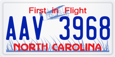 NC license plate AAV3968