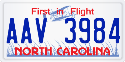 NC license plate AAV3984