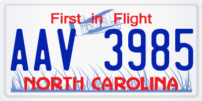 NC license plate AAV3985