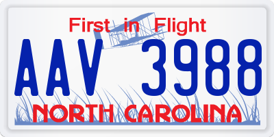 NC license plate AAV3988