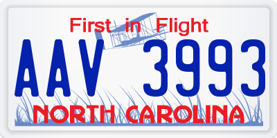 NC license plate AAV3993