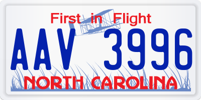 NC license plate AAV3996