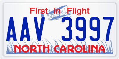 NC license plate AAV3997