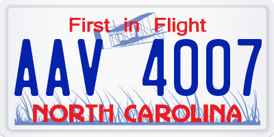 NC license plate AAV4007