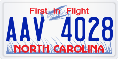 NC license plate AAV4028