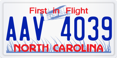 NC license plate AAV4039