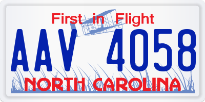 NC license plate AAV4058