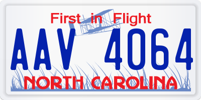 NC license plate AAV4064