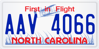 NC license plate AAV4066