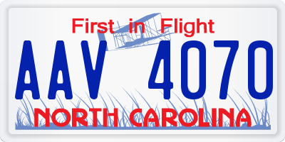 NC license plate AAV4070