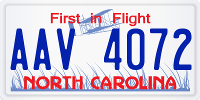 NC license plate AAV4072