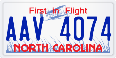 NC license plate AAV4074