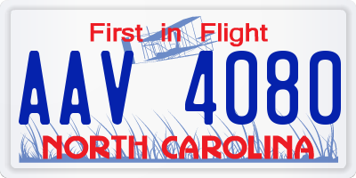 NC license plate AAV4080