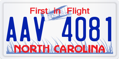 NC license plate AAV4081