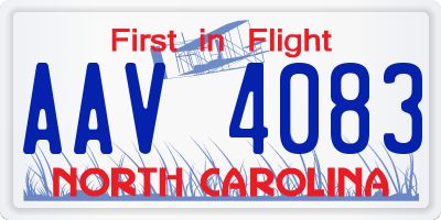 NC license plate AAV4083