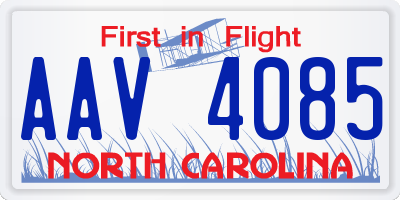 NC license plate AAV4085