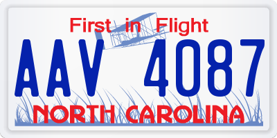 NC license plate AAV4087