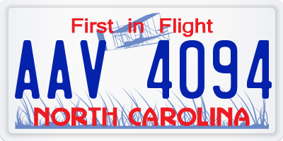 NC license plate AAV4094
