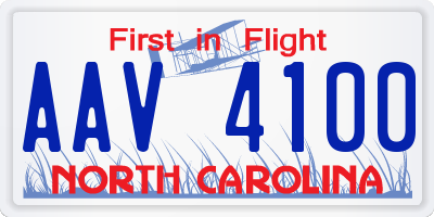 NC license plate AAV4100
