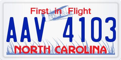 NC license plate AAV4103