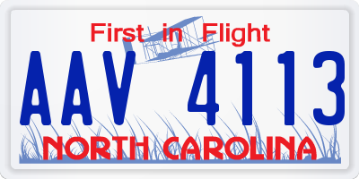 NC license plate AAV4113