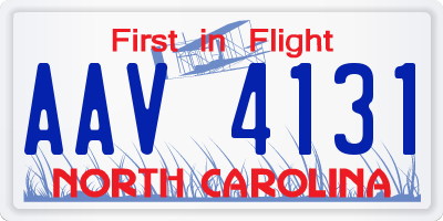 NC license plate AAV4131